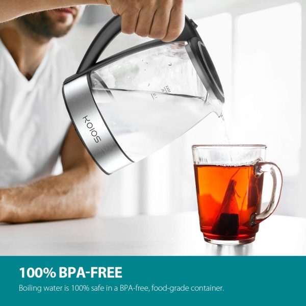 KOIOS CX-817 1.8L Electric Kettle, 1500W Glass Tea Kettle